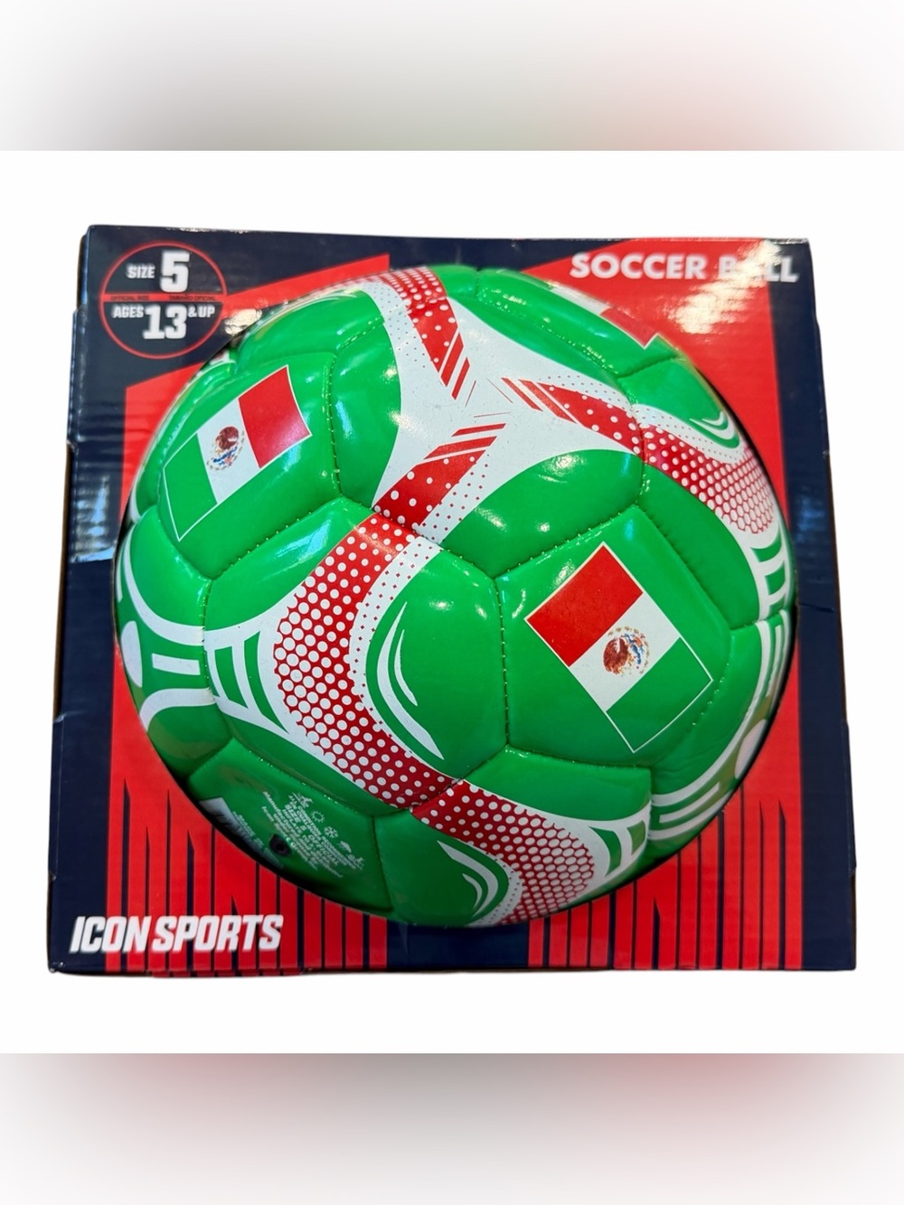 Icon Sports Mexico Soccer Ball, Size 5, Green “México” Football, NEW